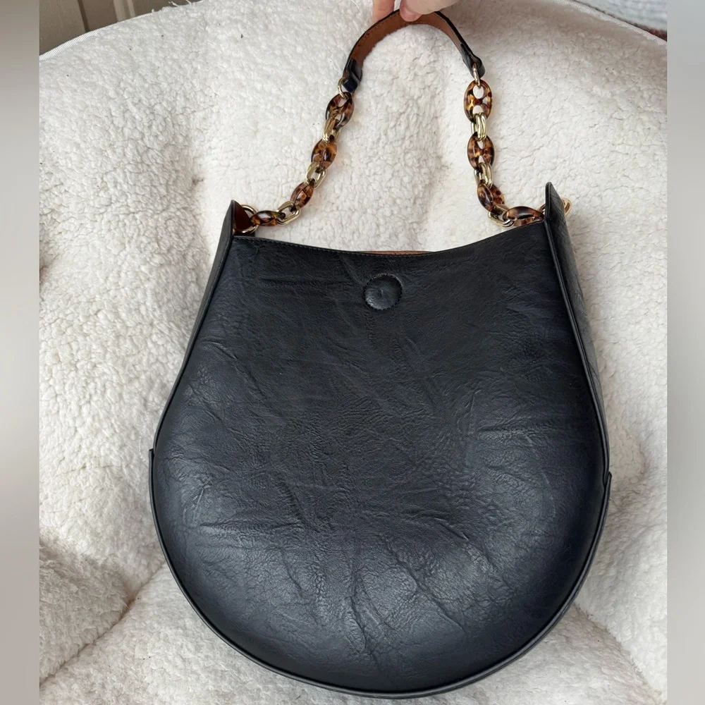 HandBag Black & Brown Faux Leather - Picture 1 of 8